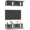 TV staliukas TV spintelės, 4vnt., pilkos ąžuolo, 60x30x30cm, mediena
