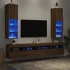 TV staliukas TV spintelės su LED, 2vnt., rudos ąžuolo, 30,5x30x102cm
