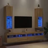 TV staliukas TV spintelės su LED lemputėmis, 2vnt., ąžuolo, 30,5x30x102cm