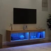 TV staliukas TV spintelės su LED lemputėmis, 2vnt., ąžuolo, 60x30x30cm