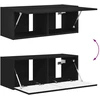 TV staliukas TV spintelių komplektas 2 pcs Juoda Apdirbta mediena