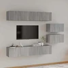 TV staliukas TV spintelių komplektas, 6 dalių, pilkas ąžuolo, mediena