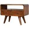 TV staliukas Artisan Furniture Lenkta Riešutmedžio Mini TV spintelė su 2 stalčiais
