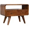 TV staliukas Artisan Furniture Lenkta Riešutmedžio Mini TV spintelė su 2 stalčiais