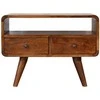 TV staliukas Artisan Furniture Lenkta Riešutmedžio Mini TV spintelė su 2 stalčiais