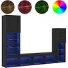 TV staliukas Televizoriaus spintelė 4 pcs juoda ąžuolo Apdirbta mediena