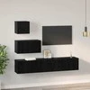 TV staliukas TV spintelių komplektas 3 pcs Juodas ąžuolas Apdirbta mediena