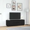 TV staliukas Televizoriaus spintelė su LED apšvietimu, juoda, 160,5x41x50 cm