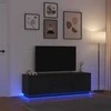 TV staliukas Televizoriaus spintelė su LED apšvietimu, juoda, 160,5x41x50 cm