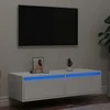 TV staliukas Televizoriaus spintelė su LED apšvietimu, balta, 100X35,5x25 cm