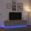 TV staliukas TV spintelė su LED lemputėmis, ąžuolo spalvos, 193,5x41x50 cm