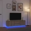 TV staliukas TV spintelė su LED lemputėmis, ąžuolo spalvos, 160,5x41x50 cm