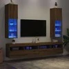 TV staliukas TV spintelės su LED, 2vnt., rudos ąžuolo, 30,5x30x102cm