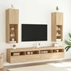 TV staliukas TV spintelės su LED lemputėmis, 2vnt., ąžuolo, 30,5x30x102cm