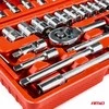 1/4" galvučių ir raktų rinkinys 46 vnt., Cr-V, AMIO-03136