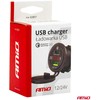 Amio Vandeniui atsparus telefono įkroviklis su skaitmeniniu voltmetru USB + USB C 12/24V MOD-07