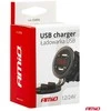 Amio Vandeniui atsparus telefono įkroviklis su skaitmeniniu voltmetru 2xUSB 12/24V MOD-06