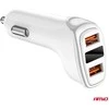 Automobilinis įkroviklis 2x USB-A + battery check 3.1A 12/24V AMiO-03887
