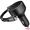 Automobilinis įkroviklis su ištraukiamu C kabeliu, Lightning ir USB-C 12/24V 60W AMIO-04370