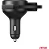 Automobilinis įkroviklis su ištraukiamu C kabeliu, Lightning ir USB-C 12/24V 60W AMIO-04370