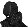 Automobilio sėdynės galvos atramos pagalvė EVAtech 27x16 cm - juoda / baltos siūlės