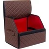 Bagažinės daiktadėžė EVAtech ECO S 30x30x35 cm - ruda / juodi kraštai / rudos siūlės / raudonas vidus