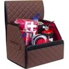 Bagažinės daiktadėžė EVAtech ECO S 30x30x35 cm - ruda / juodi kraštai / rudos siūlės / raudonas vidus