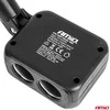 Dviejų lizdų cigarečių uždegiklio prailgintojas su įkrovikliu 2×USB-A + USB-C 12/24V 100W 180° AMIO-04357