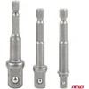 Galvučių adapterių suktuvui rinkinys, 1/4" HEX, 1/4" / 3/8" / 1/2", 3 vnt., AMIO-04933