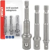 Galvučių adapterių suktuvui rinkinys, 1/4" HEX, 1/4" / 3/8" / 1/2", 3 vnt., AMIO-04933