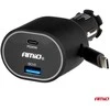 Greitas automobilinis įkroviklis 3.0 su 30W USB-C ištraukiamu kabeliu PD20W AMIO-04176