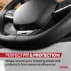 Amio Perforuotas vairo užvalkalas su adata ir siūlais 38–39 cm - juoda / juodos siūlės