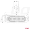 Plokščia LED įspėjamoji blykstės lempa, oranžinė, 4x3W, R65 R10, 12V/24V, IP6K9K AMIO-03929