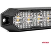 Plokščia LED įspėjamoji blykstės lempa, oranžinė, 4x3W, R65 R10, 12V/24V, IP6K9K AMIO-03929