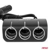 Trijų lizdų prailgintojas su įkrovikliu 1x USB-A + 1x cigarečių uždegiklis 12/24V 120W 80 cm AMIO-04360