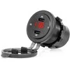Vandeniui atsparus telefono įkroviklis su skaitmeniniu voltmetru ir raudonu LED indikatoriumi, 2xUSB-C 12/24V AMIO-04225