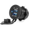 Vandeniui atsparus telefono įkroviklis su mėlynu LED indikatoriumi 4.2A, 2xUSB 12/24V AMIO-04217