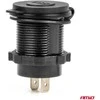 Vandeniui atsparus telefono įkroviklis su mėlynu LED apšvietimu, 2xUSB QC3.0 12/24V AMIO-04218
