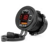 Vandeniui atsparus telefono įkroviklis su skaitmeniniu voltmetru ir raudonu LED indikatoriumi, USB + USB-C QC3.0 12/24V AMIO-04222