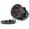 Vandeniui atsparus telefono įkroviklis su jungikliu ir skaitmeniniu voltmetru, 2x USB-C 12/24V AMIO-04226