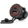 Vandeniui atsparus telefono įkroviklis su raudonu LED apšvietimu, 2xUSB QC3.0 12/24V AMIO-04221