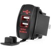 Vandeniui atsparus telefono įkroviklis su raudonu LED apšvietimu, 2xUSB 12/24V AMIO-04228