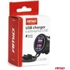 Vandeniui atsparus telefono įkroviklis su mėlynu LED apšvietimu, 2xUSB QC3.0 12/24V AMIO-04218