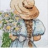 Abris Art Siuvinėjimo kryželiu rinkinys „Ramunės jai“ su lankeliu, 15x15 cm