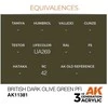 AK Interactive British Dark Olive Žalias PFI akriliniai dažai 17ml