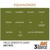 AK Interactive Field Žalias FS34097 akriliniai dažai lėktuvams 17 ml