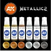 AK Interactive metalinių akrilinių dažų rinkinys modeliui, 6 spalvos