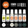 AK Interactive NMM Steel akrilinių dažų rinkinys, 6 spalvos