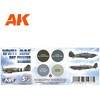 AK Interactive RAF Day Fighter Scheme akrilinių dažų rinkinys 3 kartos