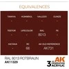AK Interactive RAL 8013 Rotbraun akriliniai dažai karinei technikai 17ml